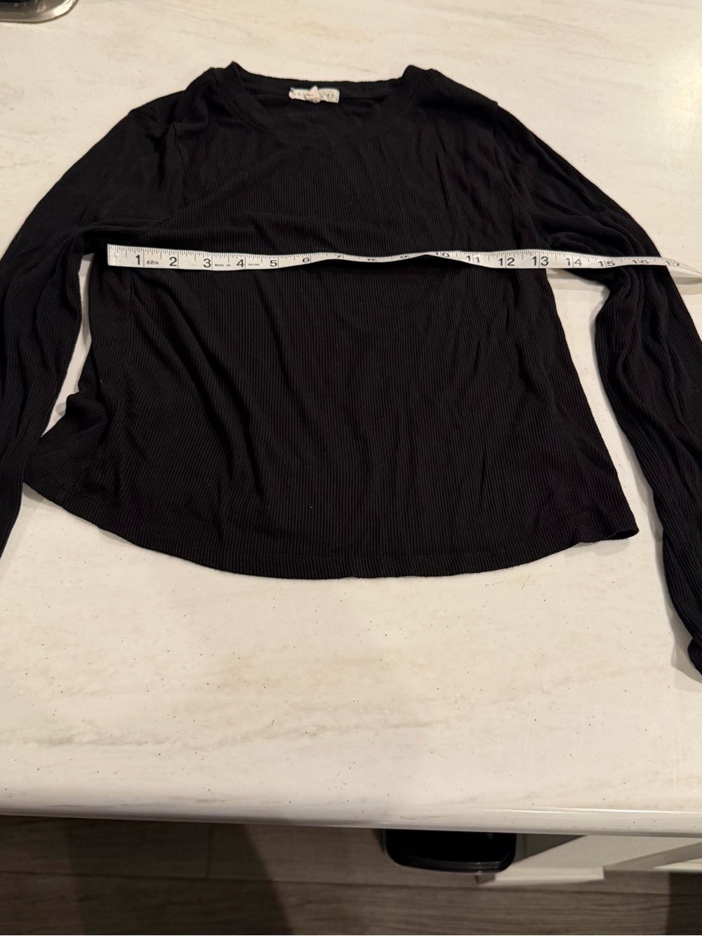 Copper Key Black Ribbed Long-Sleeve Top